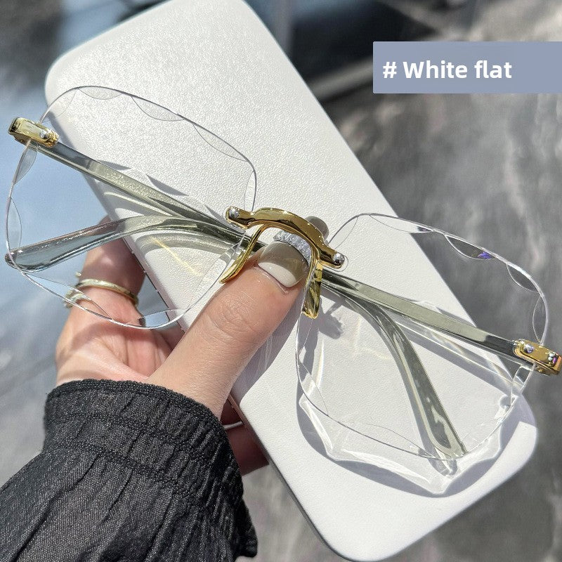 Frameless beveled sunglasses