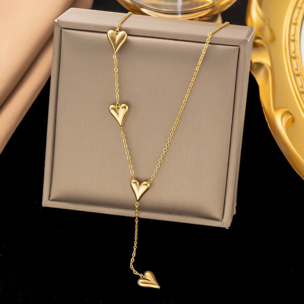 Titanium Steel Heart-Shaped Necklace for Women Fashion Heart Pendant Necklace