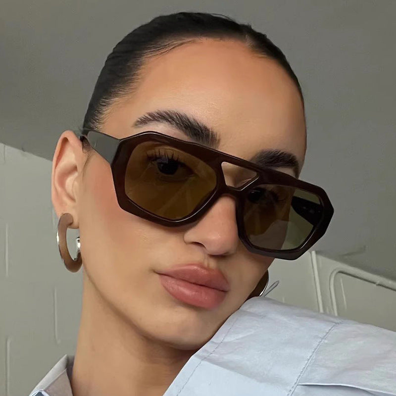 Women Irregular Double Beam Sunglasses