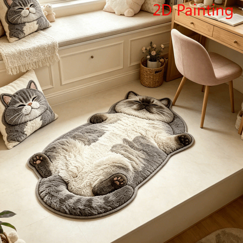 Diatomaceous Earth Floor Mat with Sleeping Cat Design