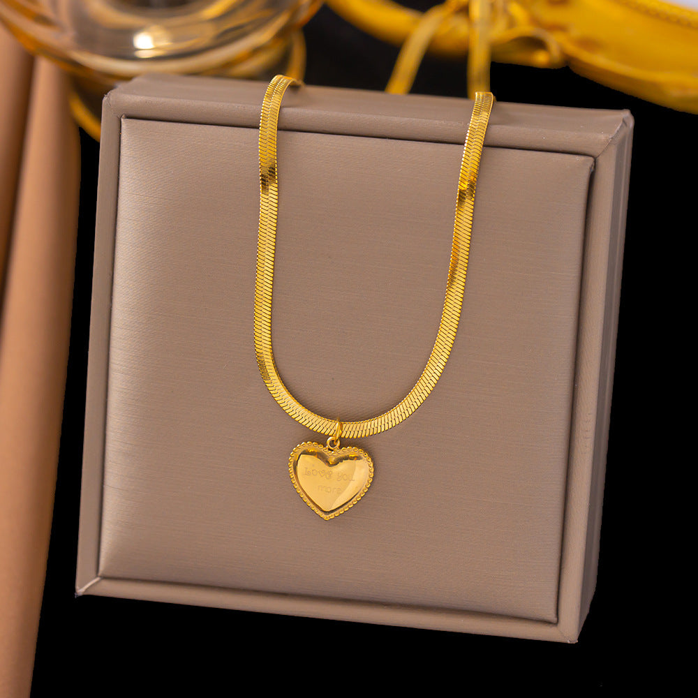 Titanium Steel Heart-Shaped Necklace for Women Fashion Heart Pendant Necklace