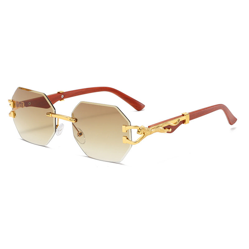 fashionable and retro wood-grain leopard sunglasses