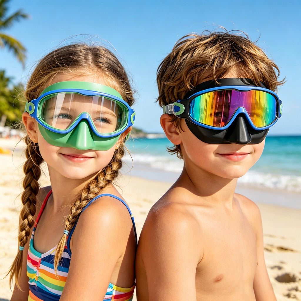 Childrens Anti-Fog Swimming Goggles with Nose Cover
