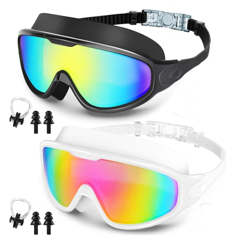 Large Frame Anti-Fog Swimming Goggles with Earplugs
