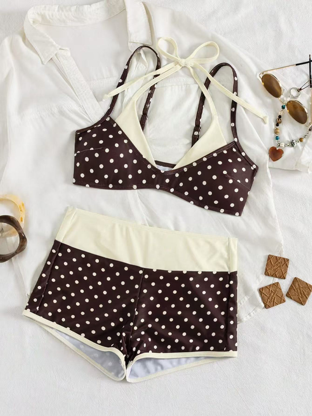 Retro Polka Dot High Waisted Bikini Set