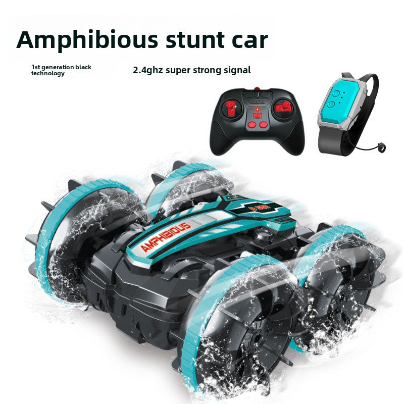 Remote-controlled stunt amphibious vehicle