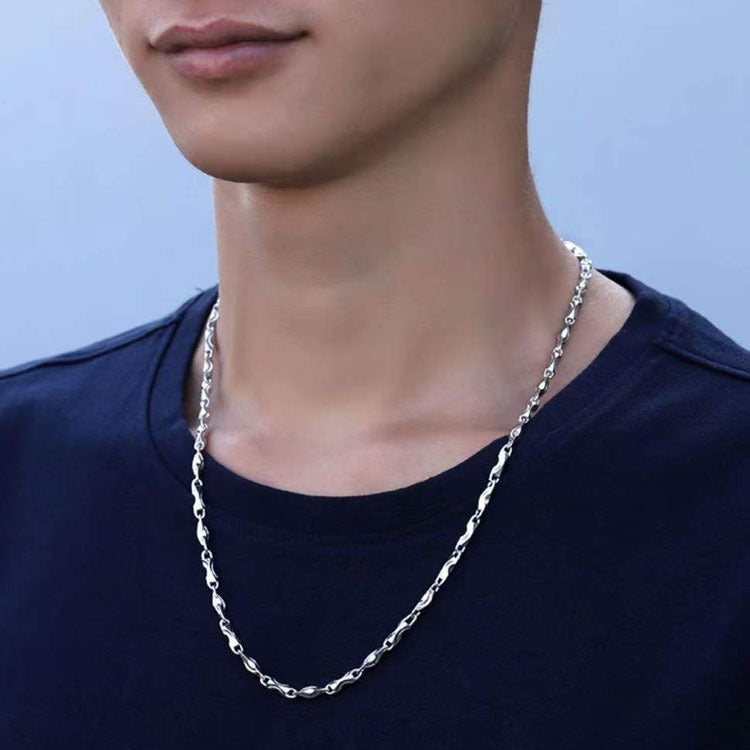 Retro Geometric Ingot Chain Necklace