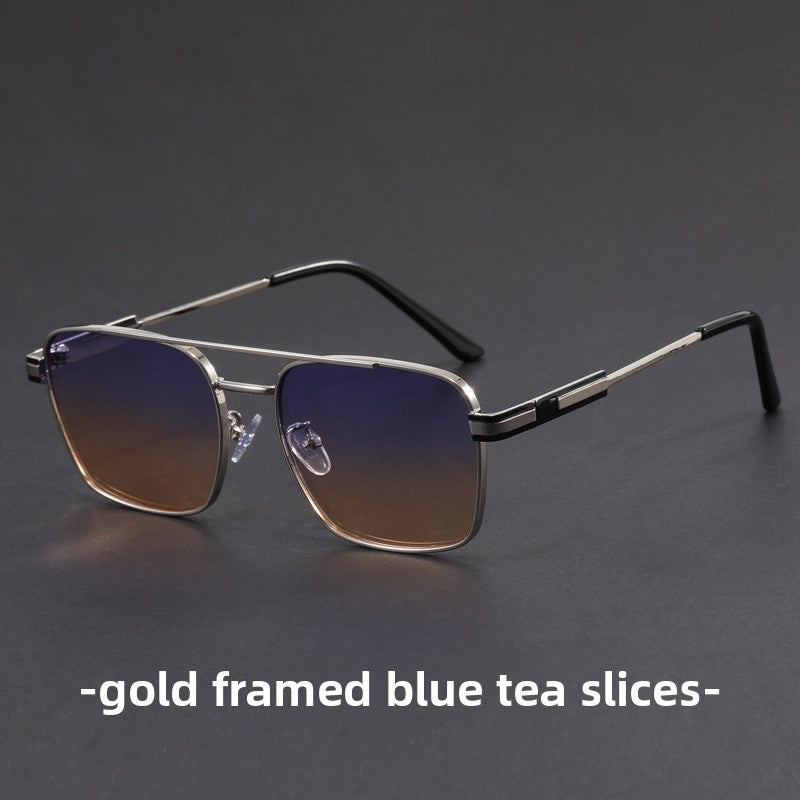 Retro Square Frame Metal Sunglasses