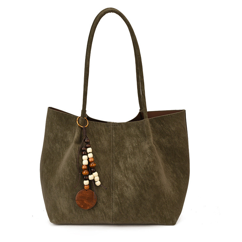 Womens Solid Color PU Leather Tote Bag