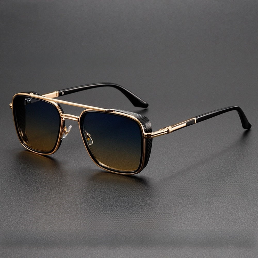 Geometric Metal Double Bridge Sunglasses