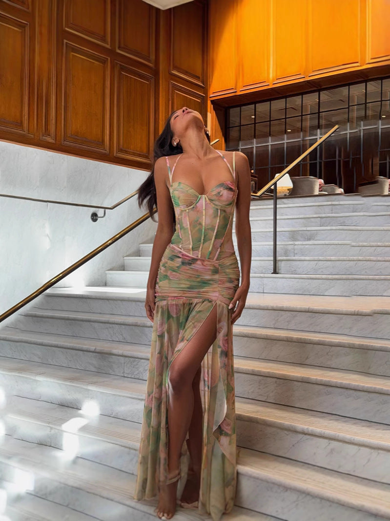 Womens Sling Print Summer Dress