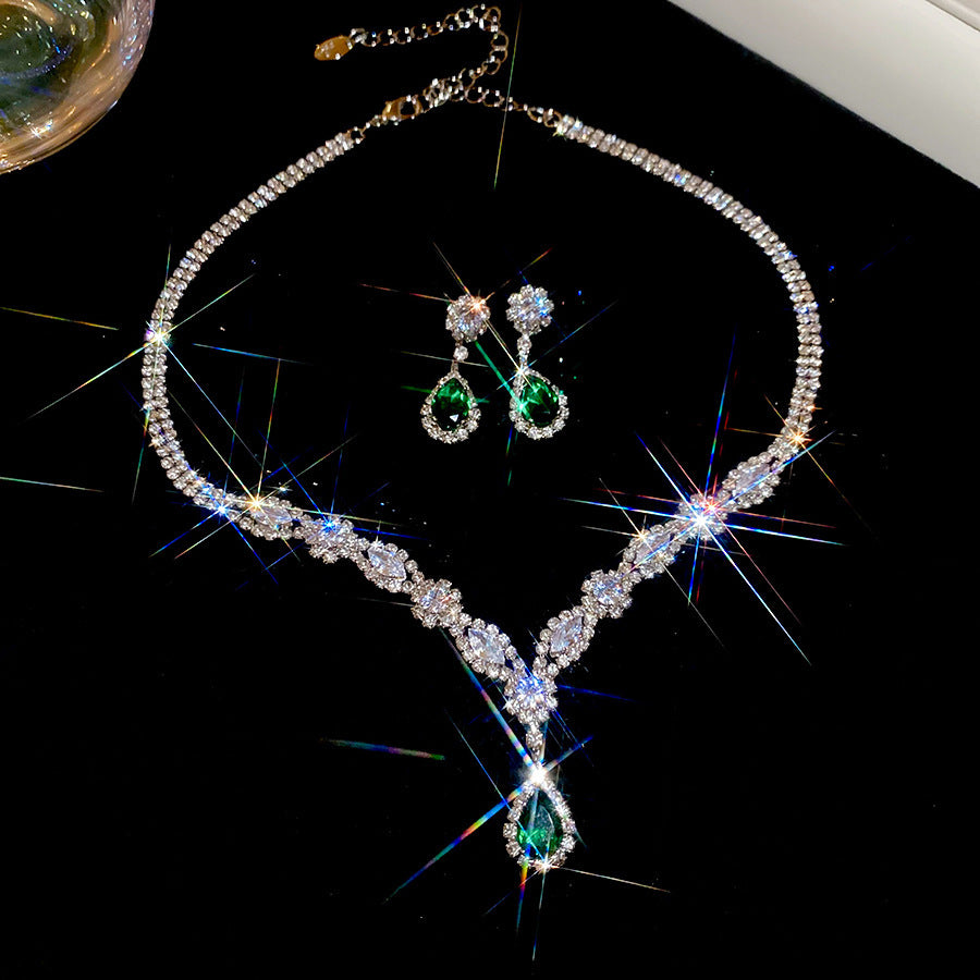Luxury Diamond Necklace Earrings Set