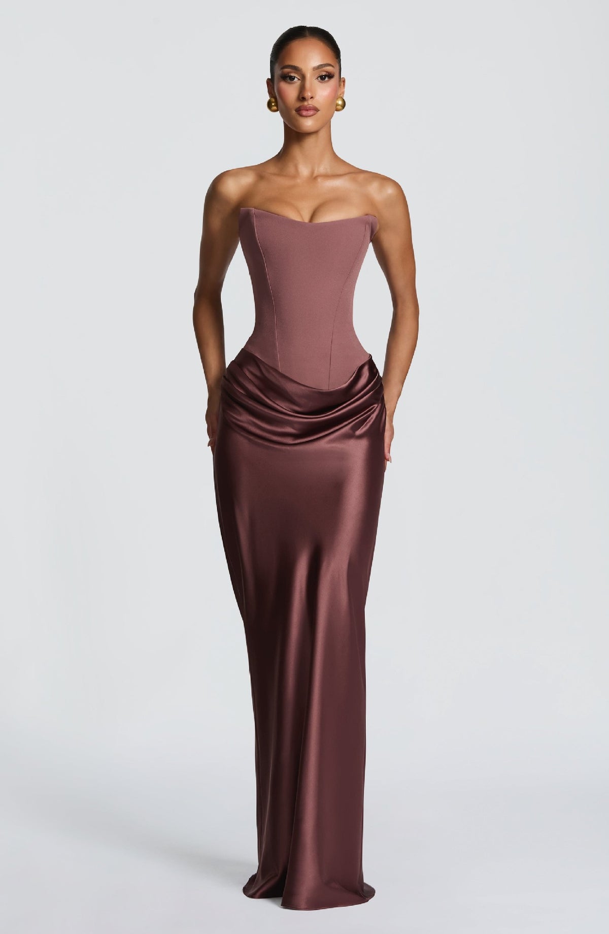 Satin Tie Waist Bodycon Long Dress
