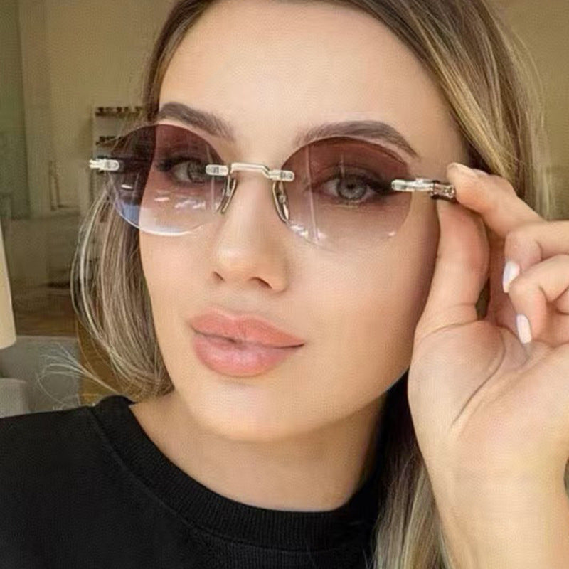 Frameless Oval Sunglasses UV400 Protection