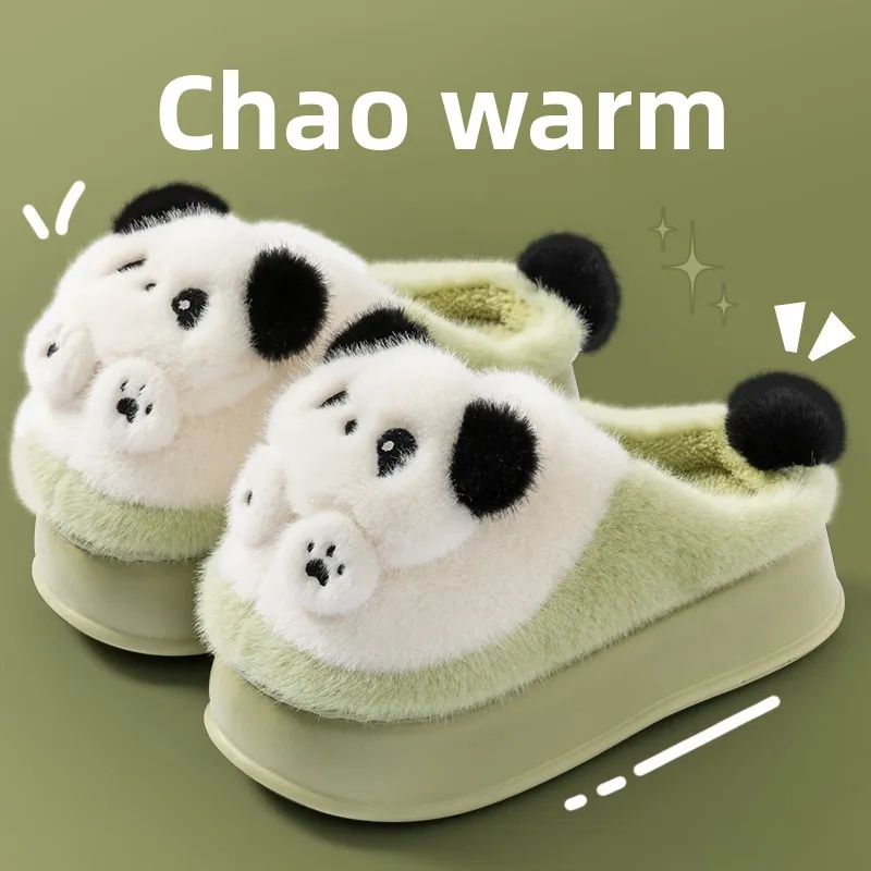 Women's plush panda home slippers