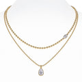 Stacked Gold Bead Clavicle Chain Sterling Silver 925 Moissanite Necklace