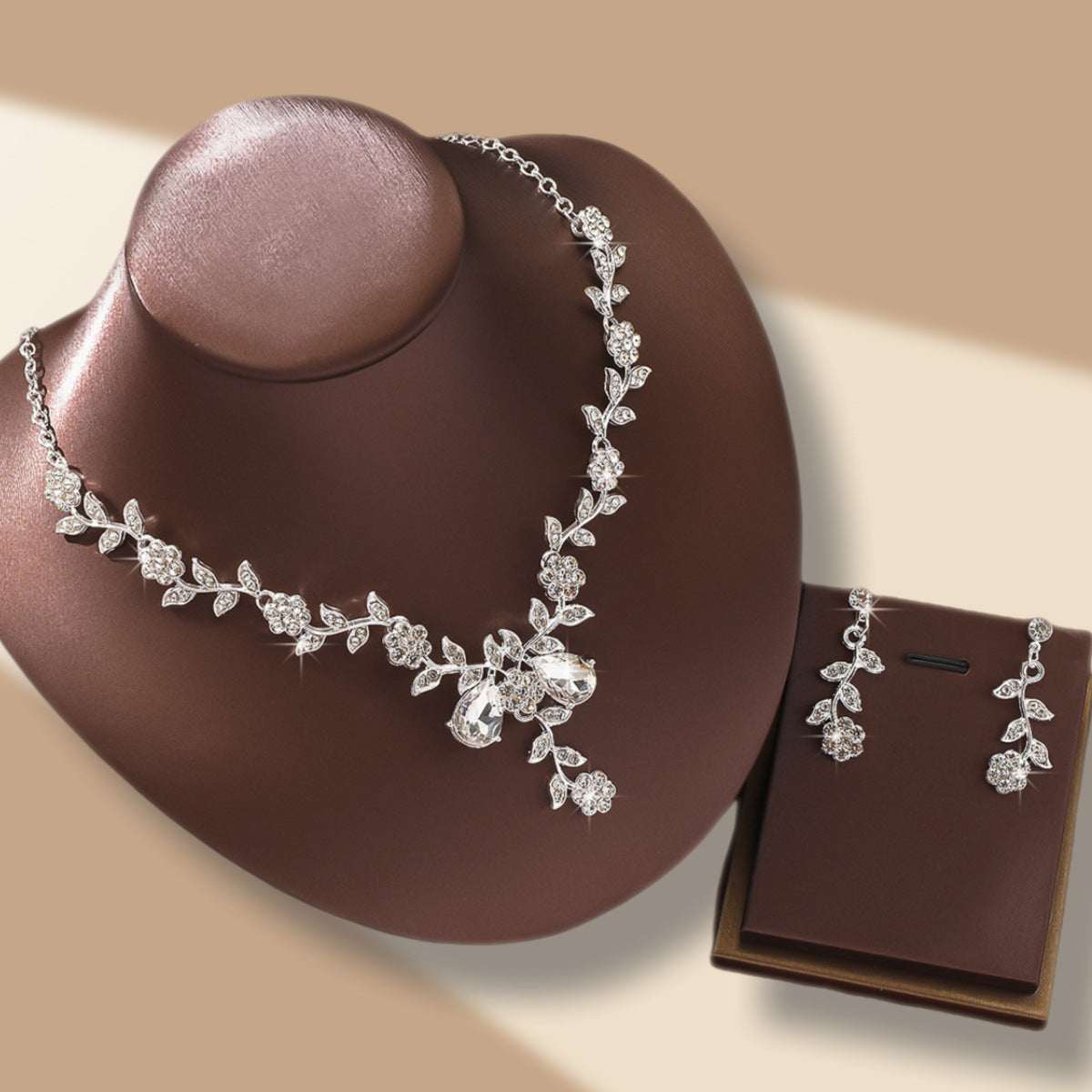 Rhinestone Necklace and Earrings Set