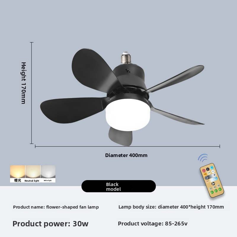 E27 Screw Ceiling Fan Lamp with Detachable Blades Remote Control