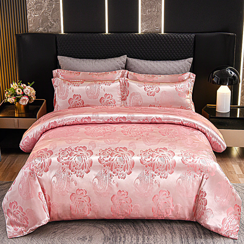 European Style Satin Silk Jacquard Bedding Set