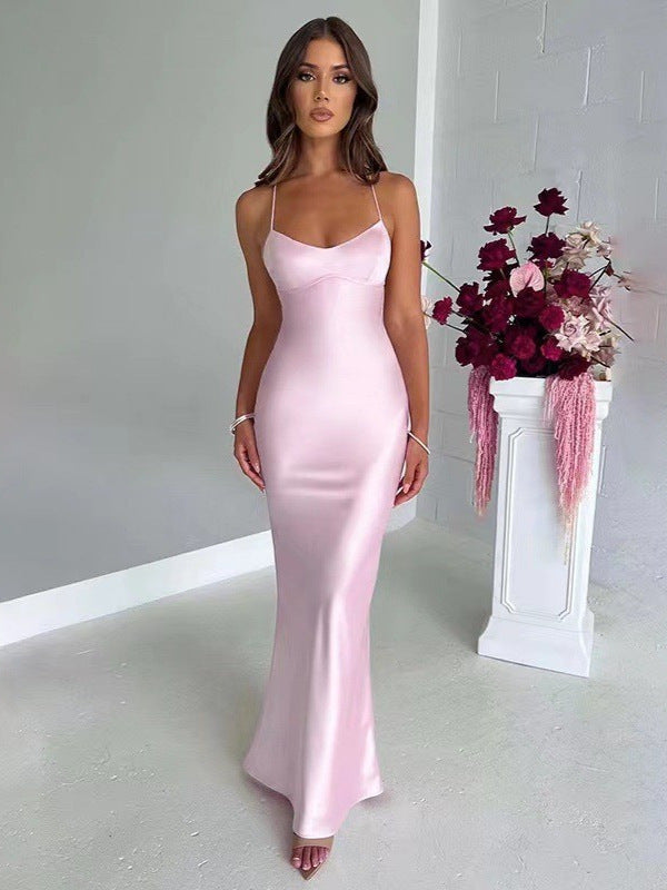 Satin Backless Evening Dress