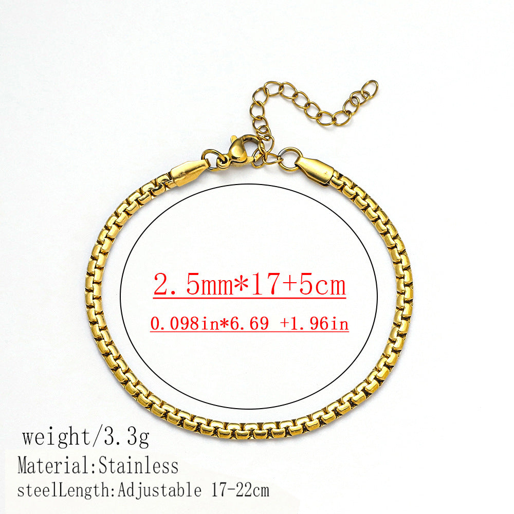 316L Titanium Steel Bracelet Waterproof Hypoallergenic Gold Plated Chain Jewelry for Men Women Unisex Fashion Accessories