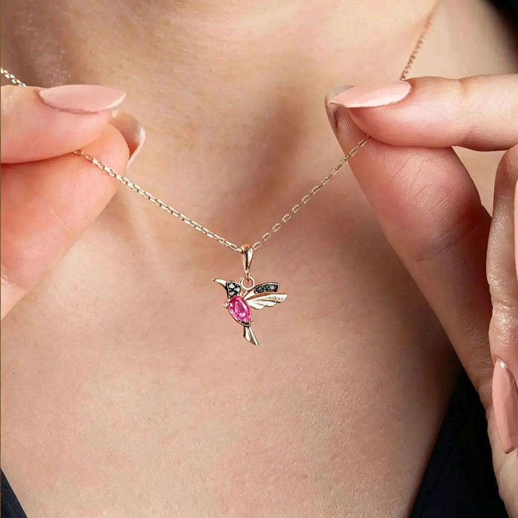 Hummingbird Animal Earrings with Zirconium Details