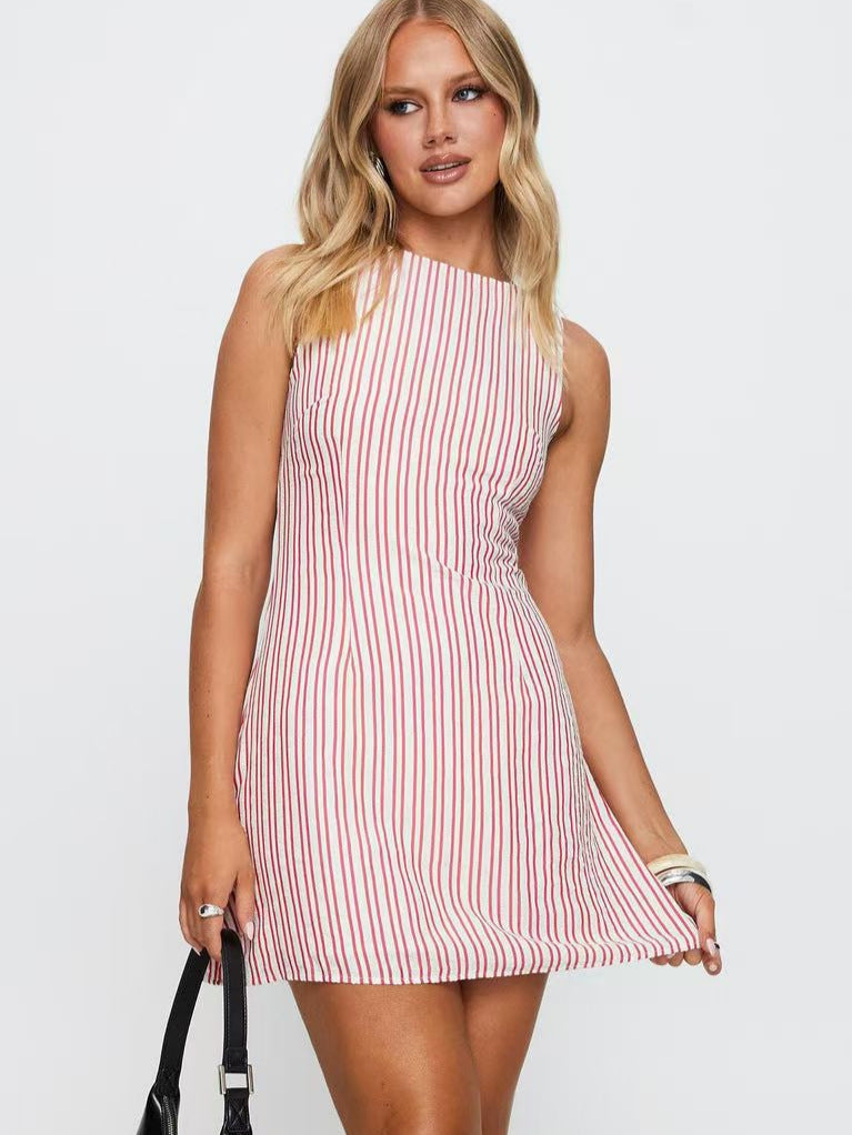 Sleeveless Striped A-Line Dress