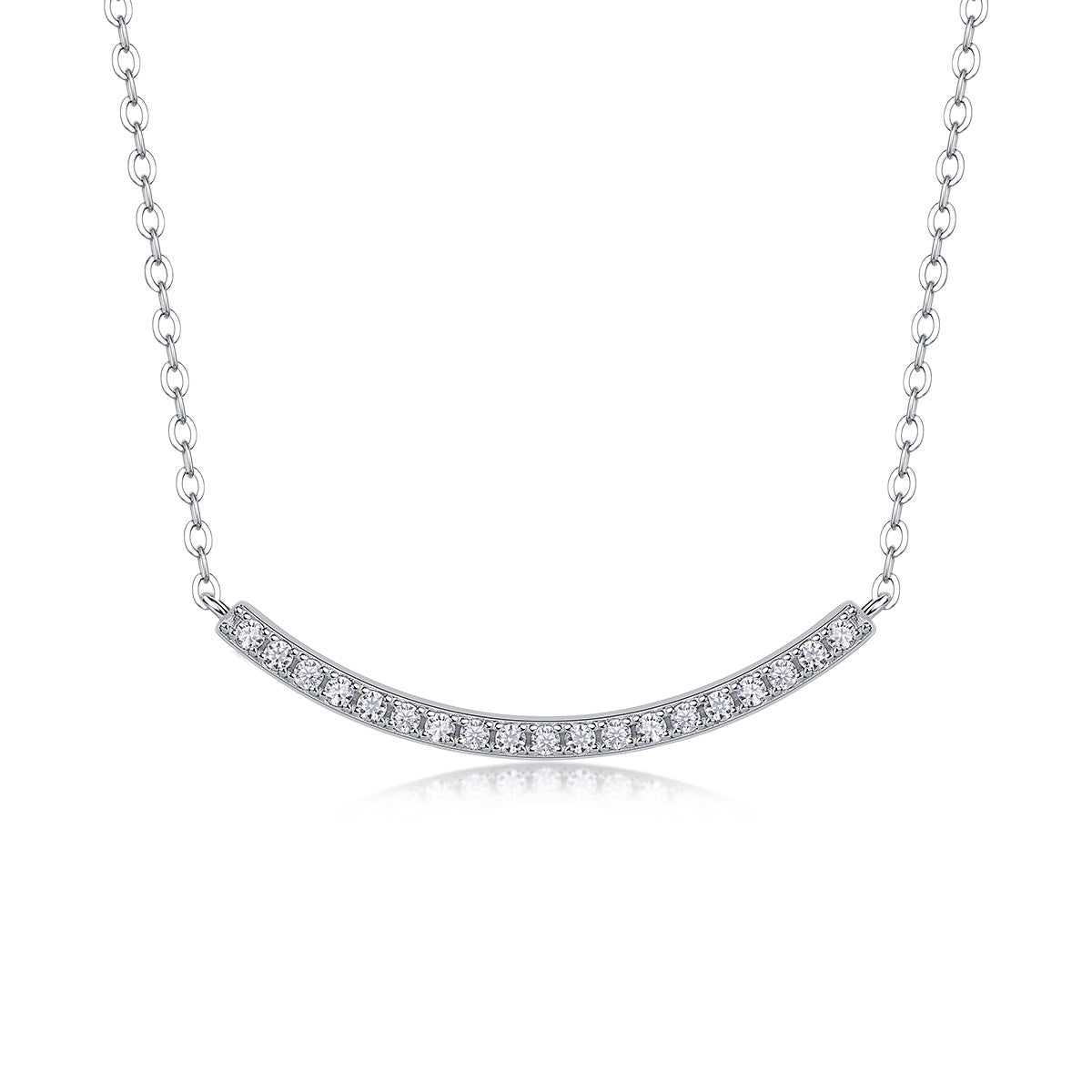 Sterling Silver Moissanite Geometric Pendant Necklace