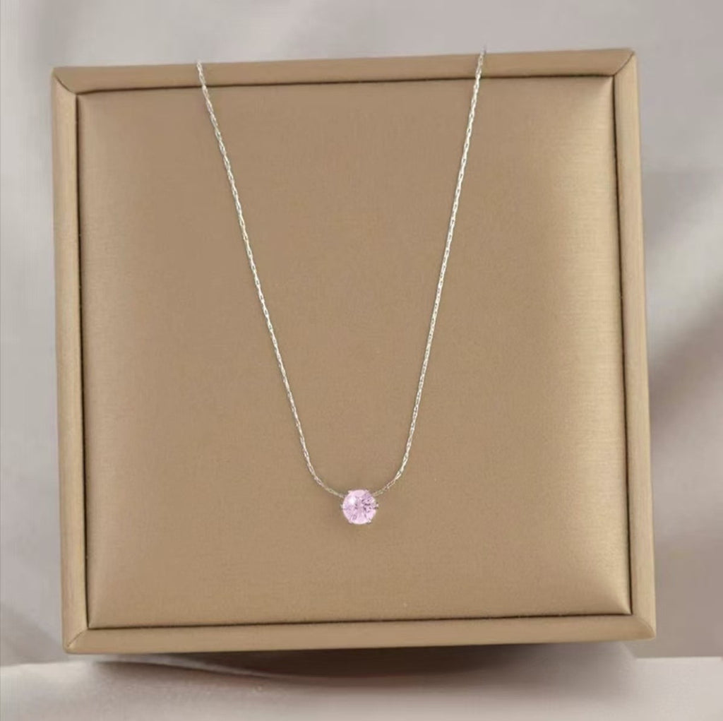 Zircon Pendant Necklace with Snake Chain
