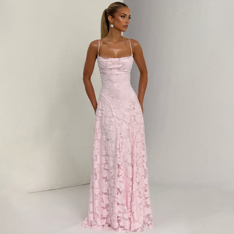 Elegant Lace Backless Evening Dress