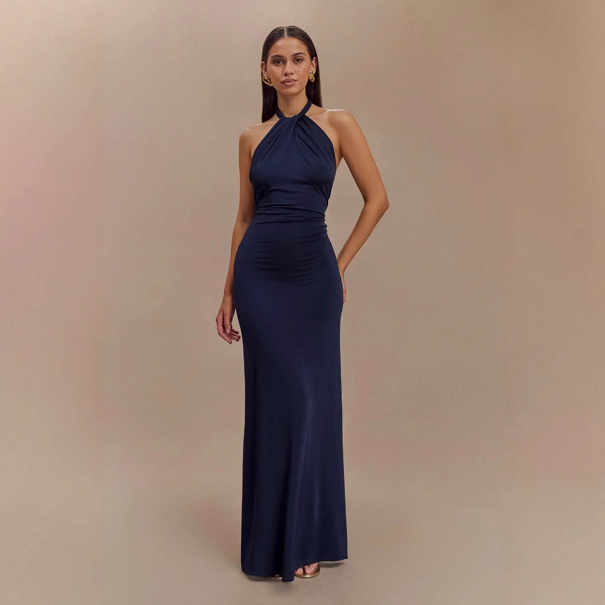 Elegant Halter Neck A-Line Dress