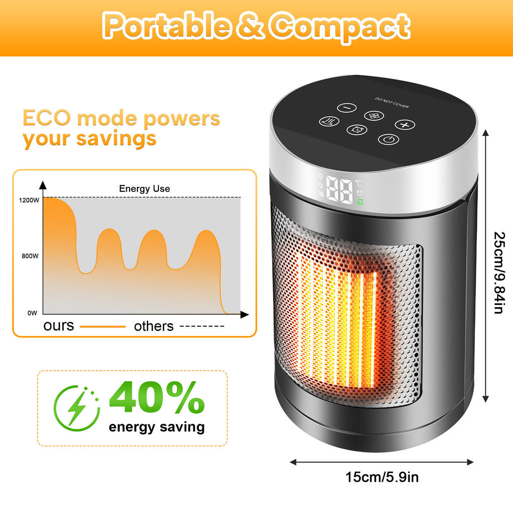 Desktop Electric Heater with Touch Screen and Remote Control