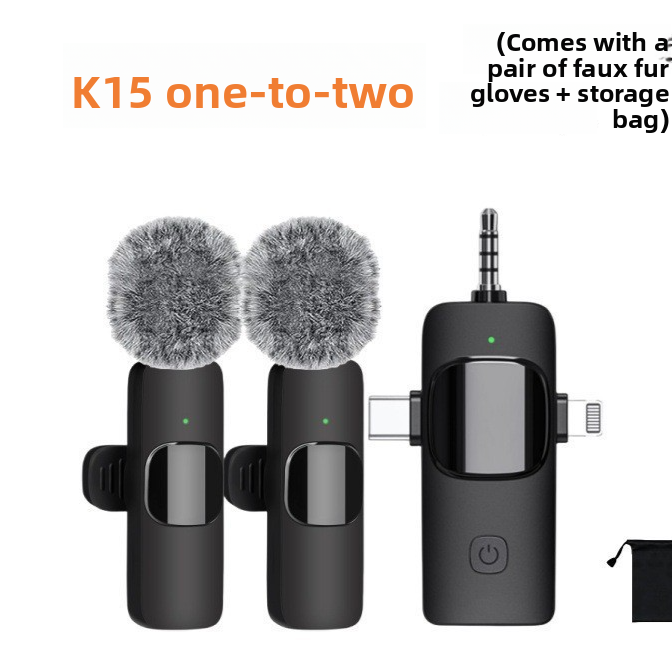 K15 3-in-1 Universal Wireless Lavalier Microphone with Noise Reduction for Live Streaming and Recording