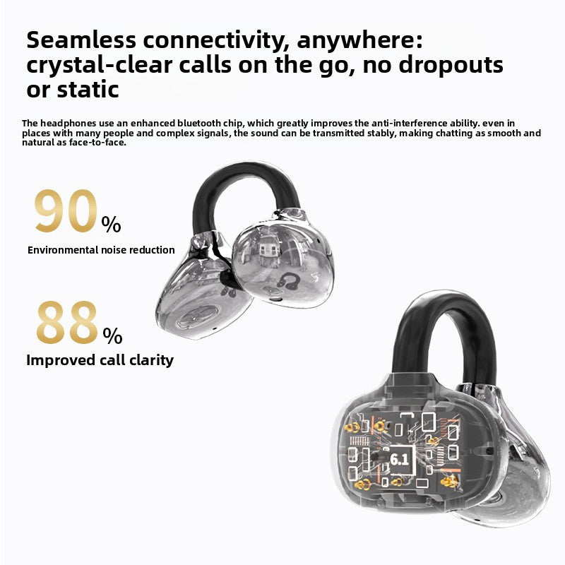 Ear Clip Bluetooth Headset Bone Conduction Wireless Sports Earphones with AI Translation Ultra-Long Battery Life