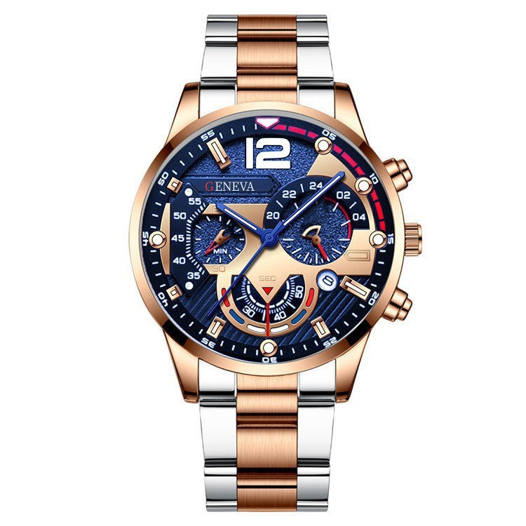 Men's Fashion Stainless Steel Quartz Wrist Watch with Calendar