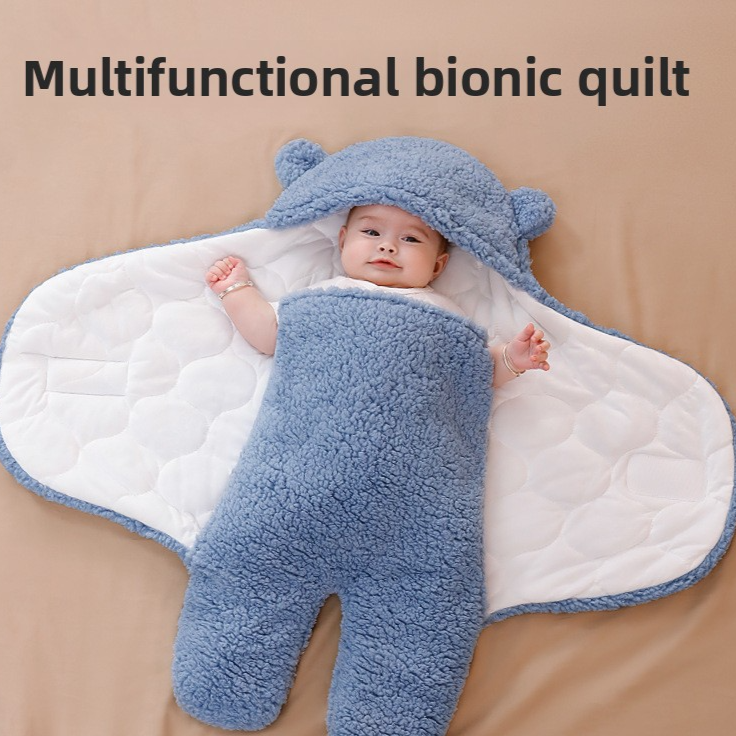 Autumn Winter Thickened Baby Swaddle Sleeping Bag with Anti-Startling Feature