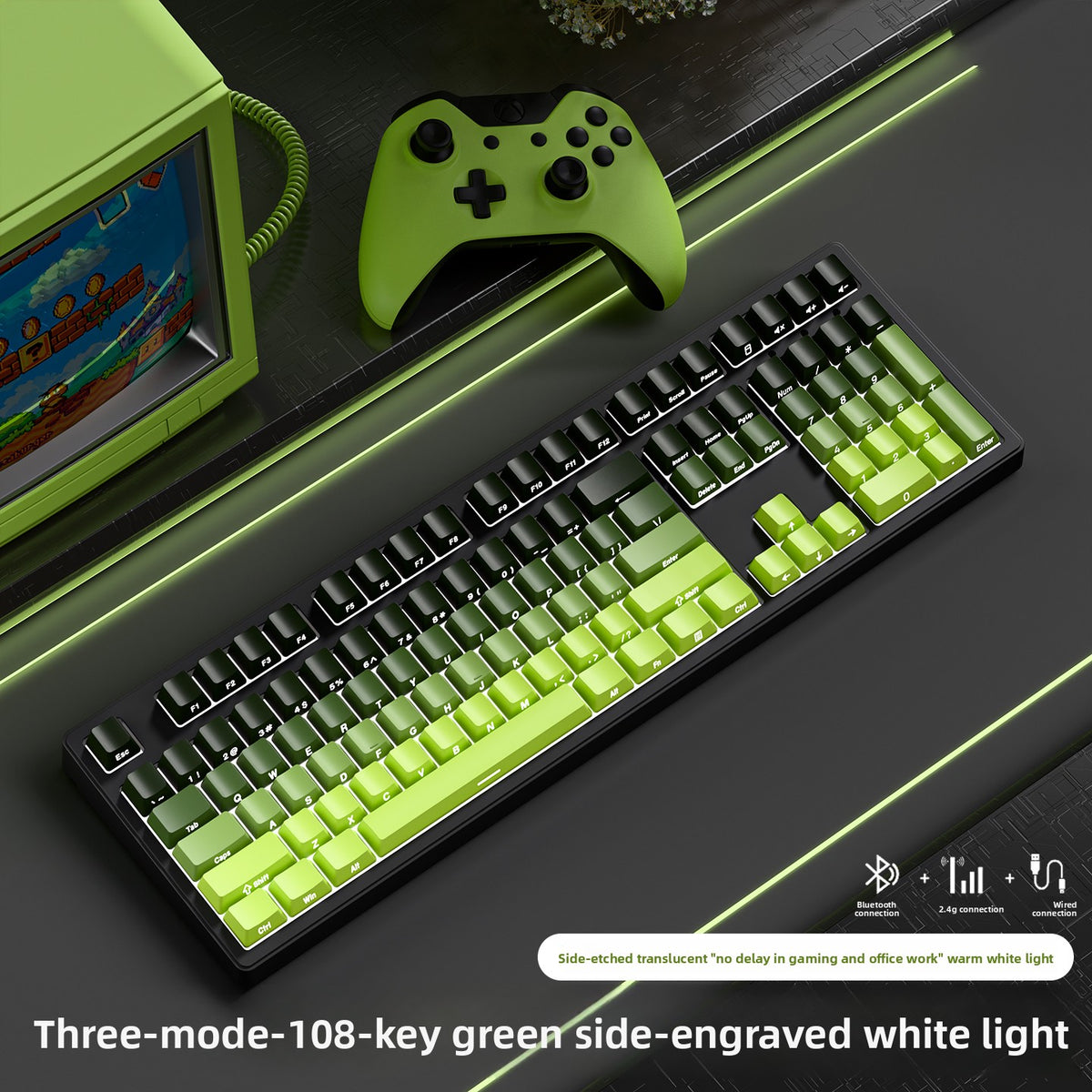 Wireless Mechanical Keyboard with Bluetooth Triple-Mode Connectivity