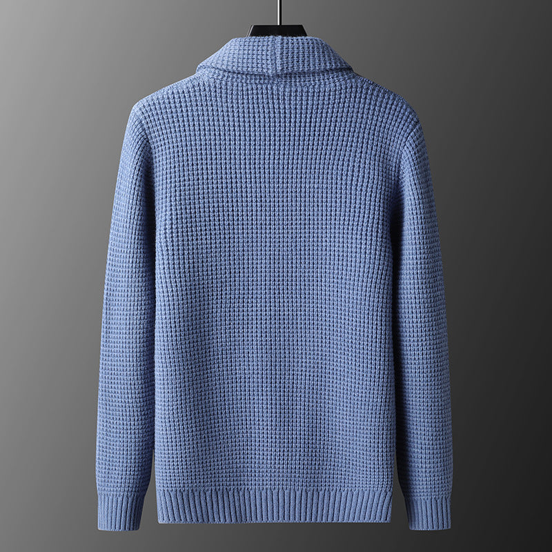 Men's Slim Fit Pocket Knit Cardigan with Turn Down Collar