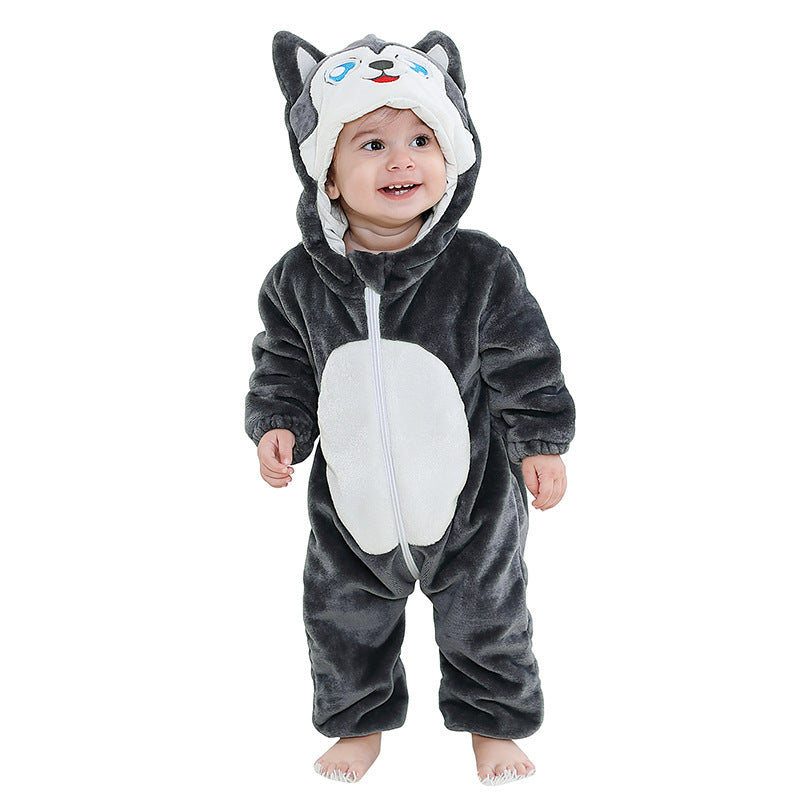 Animal Print Flannel Baby Jumpsuit