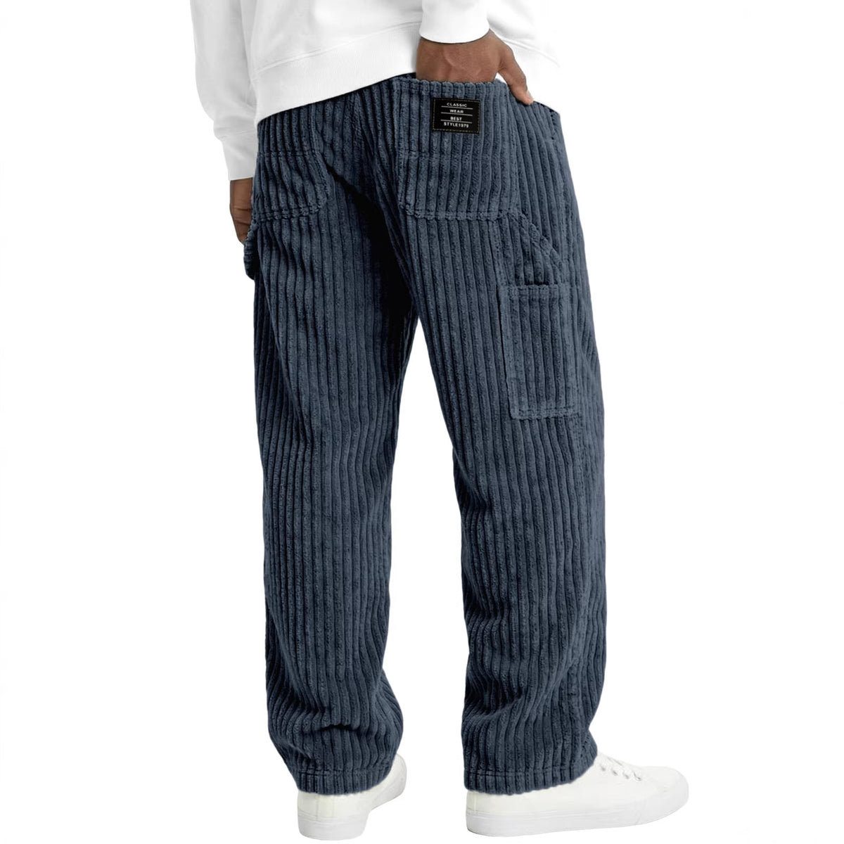 Denim straight-fit casual pants