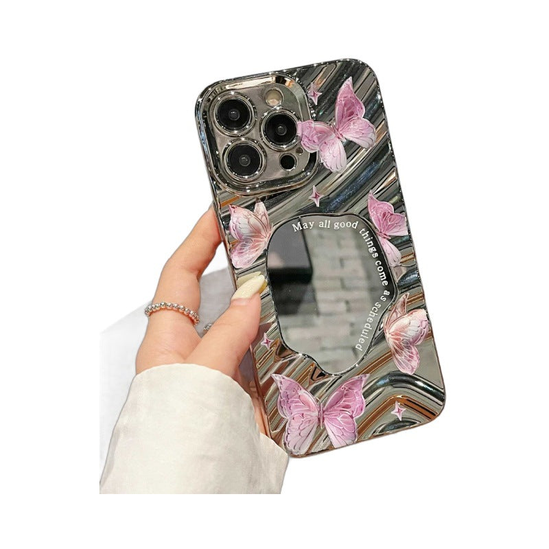Purple Butterfly Electroplated Mirror Silicone Phone Case for iPhone