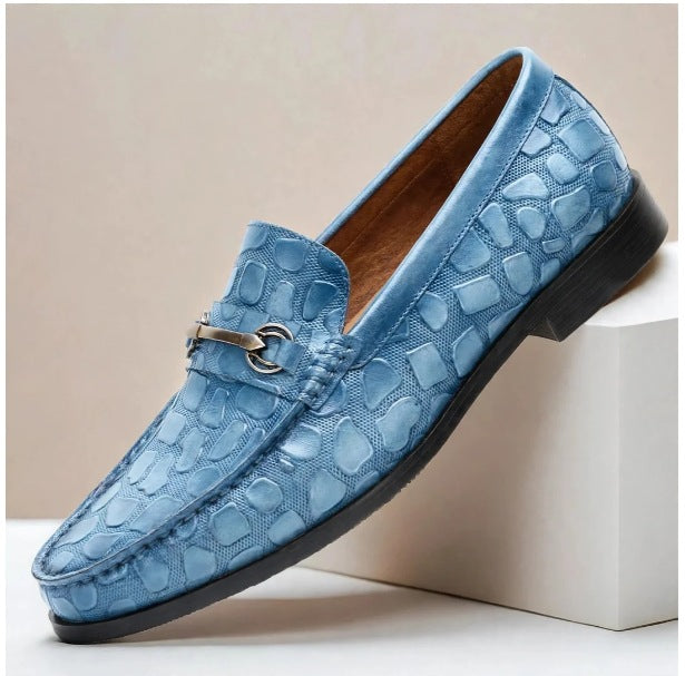 Men's Business Casual Loafers with Crocodile Pattern