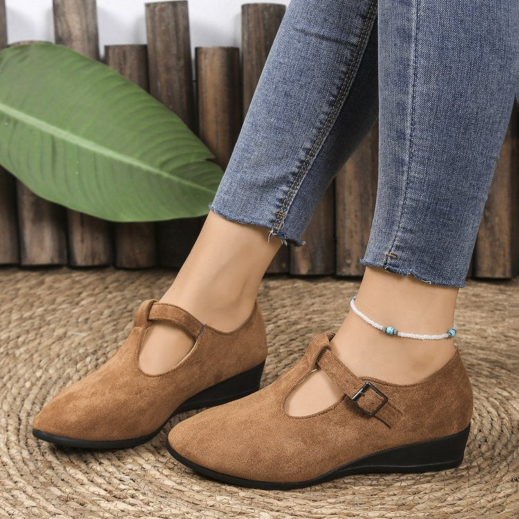 Womens Pointed Toe Wedge Casual Shoes