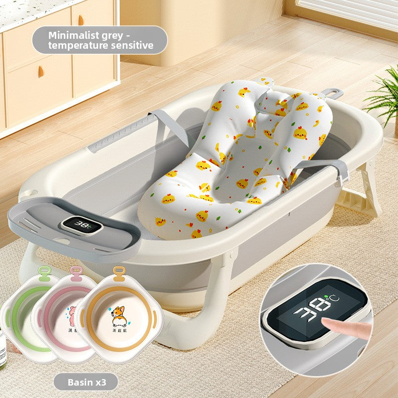 Temperature Sensing Baby Bathtub with Foldable Design