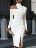 Casual Knitted Hollow-out Dress Slit Dress