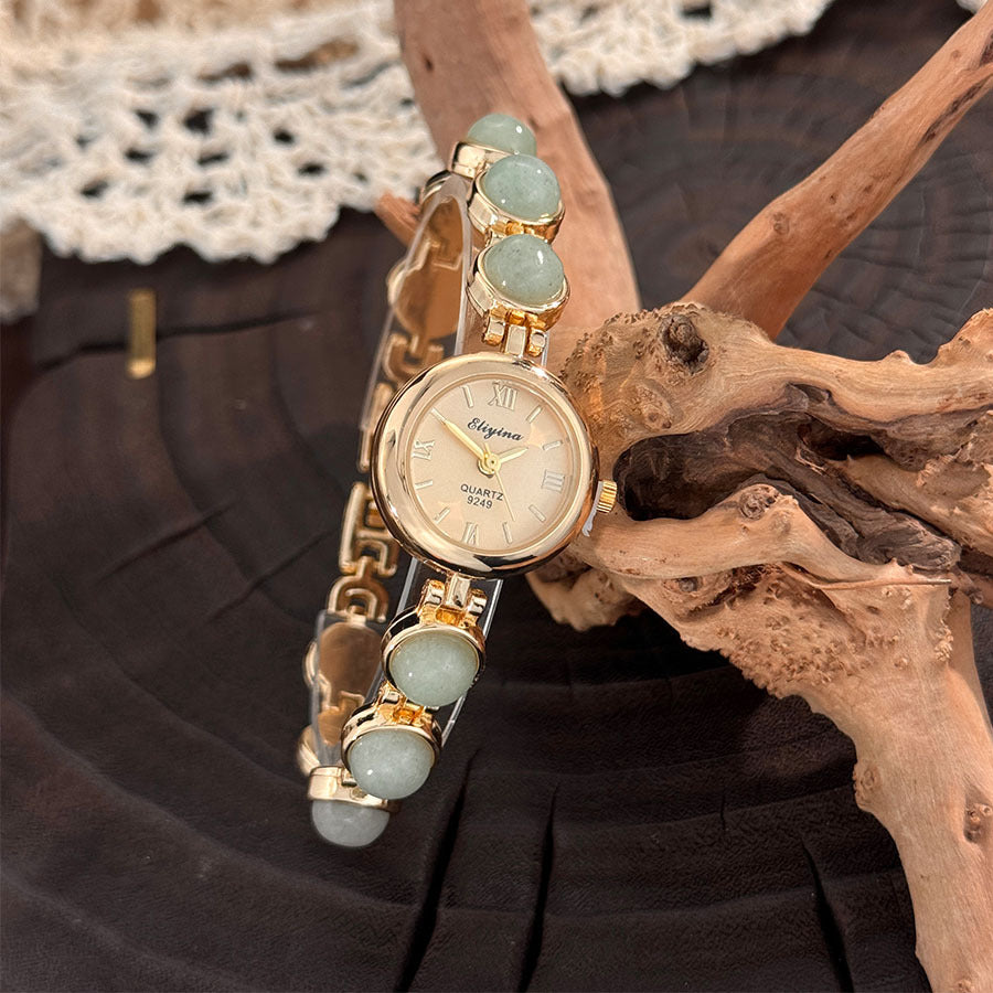Vintage Gemstone Beaded Quartz Women Watch