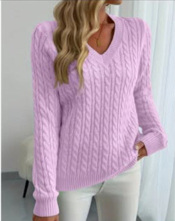 Crew-neck cable-knit sweater