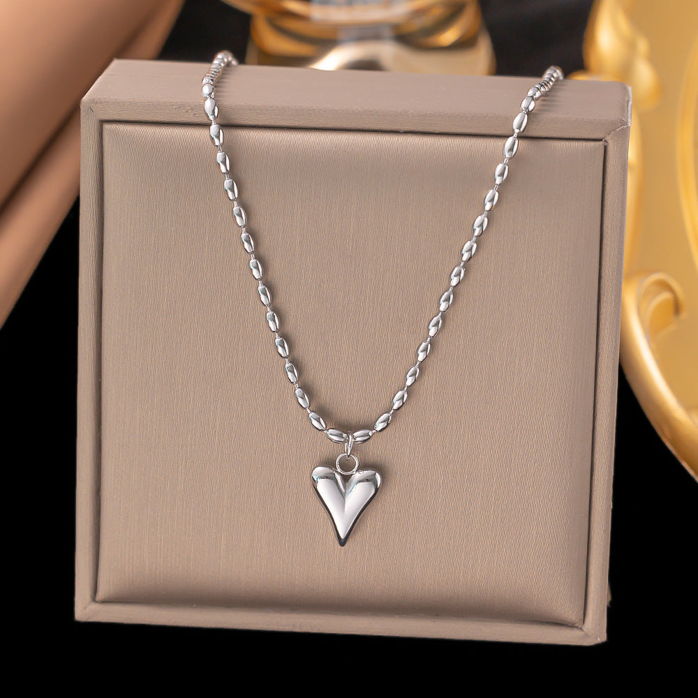 Titanium Steel Heart-Shaped Necklace for Women Fashion Heart Pendant Necklace