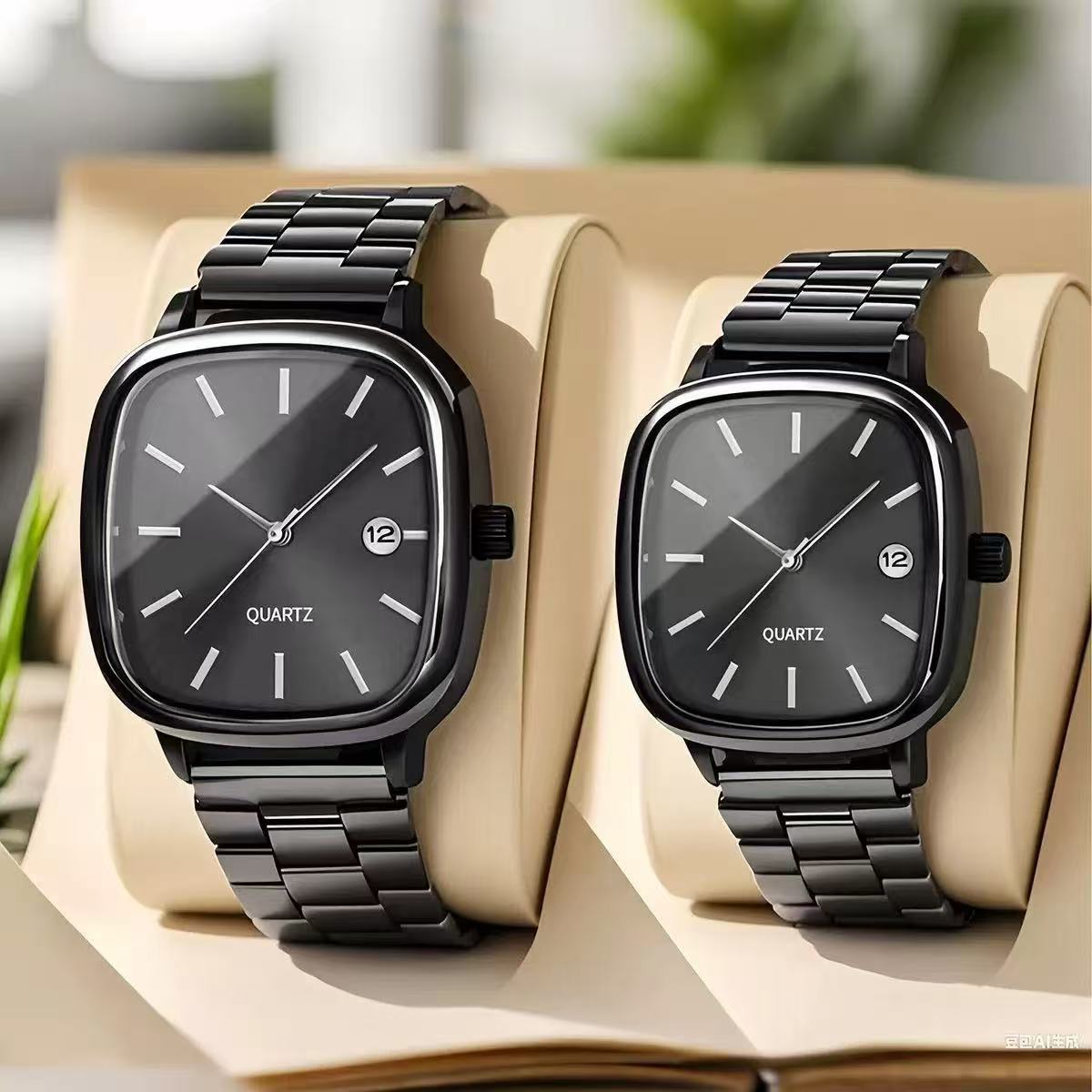 Retro Stainless Steel Square Watch
