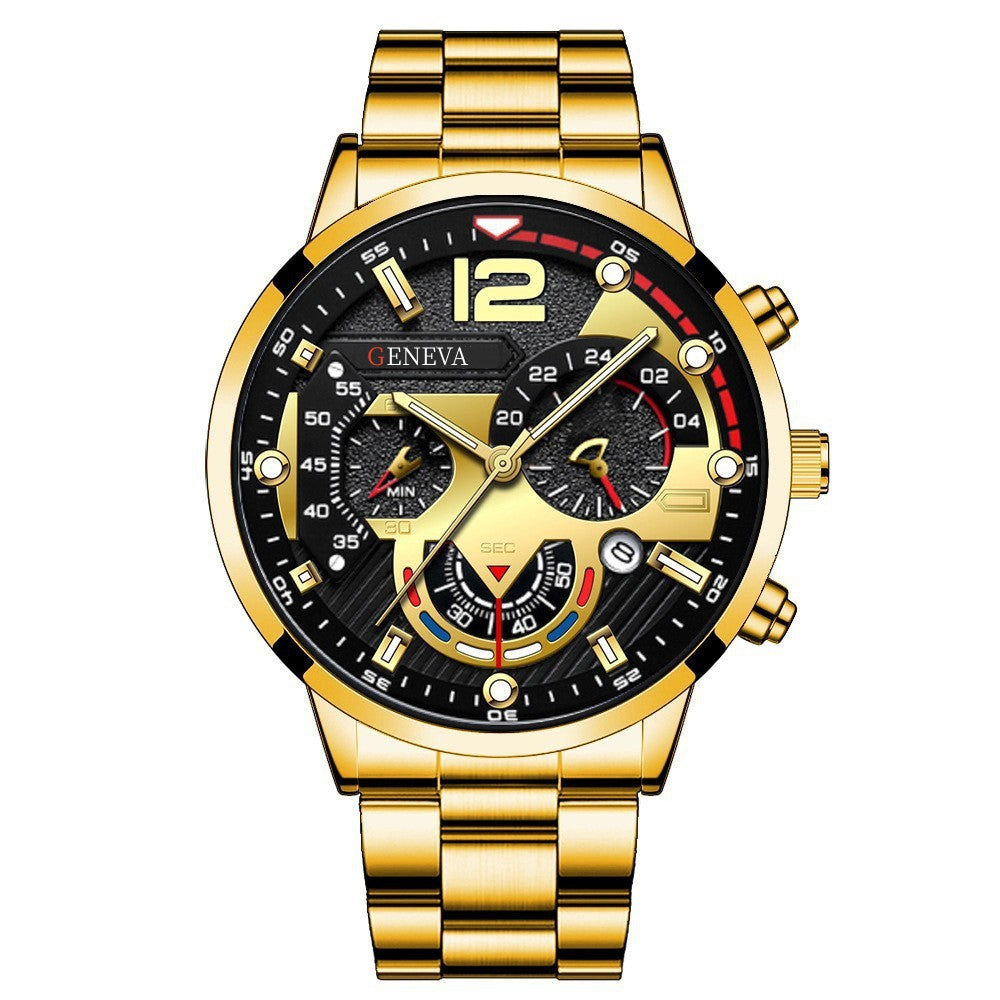 Men's Fashion Stainless Steel Quartz Wrist Watch with Calendar
